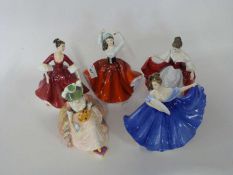 Group of five Royal Doulton ladies including Karen, Kathleen and others (5)