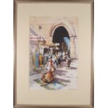 Bernard Mcdonald (British,b.1944) The Market Seller, Morocco, watercolour, signed,13.5x13.25 ins,