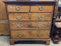 Georgian mahogany chest of two short over three long drawers fitted with elaborate swan neck handles