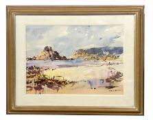 Eric Lionel Walker (b.1941), 'Portelet Bay, Jersey', watercolour, signed, 21.25x29ins, framed and