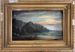 Alfred Stannard (1806-1889), Lizard Head, Cornwall. Oil on canvas. 12x19ins, signed, gilt framed.