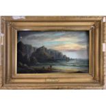 Alfred Stannard (1806-1889), Lizard Head, Cornwall. Oil on canvas. 12x19ins, signed, gilt framed.