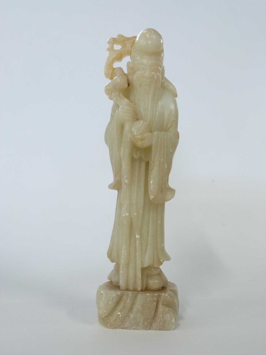 Group of Chinese wares including a soap stone carving, Chinese Deity a further wooden carving - Image 3 of 5