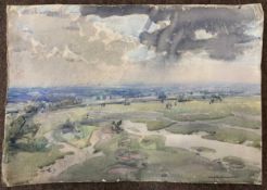 Arthur Henry Hammond Knighton (British, 1875-1970), 'Epsom Downs' watercolour, signed, unframed.