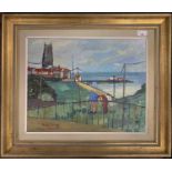 Muriel Inwood (British, 20th century), Cromer coastal scene, oil on board, signed,19.5x15.5ins,