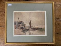 Helen R. Lock RA RSA (1910-1938), 'The Harbour at Rye, Sussex, c.1920', watercolour, signed,