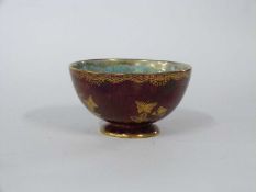 Small Wedgwood lustre bowl with gilt butterfly decoration, Wedgwood mark and pattern Z4827 to