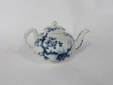 Early Worcester teapot circa 1758 decorated with the root pattern