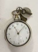 Chettham & Son, Leeds, silver pair cased pocket watch, the case and outer case hallmarked for