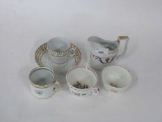 Group of late 18th Century English porcelain wares including a Machin tea bowl, a Worcester cup