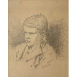 Frans Huard (fl.1872-1879), pencil portrait of a boy, signed, loosely housed in frame, 8.5x10ins,