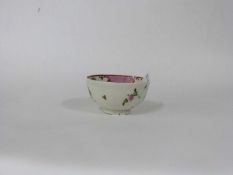 Lowestoft porcelain tea bowl, circa 1780 with polychrome design of floral sprays in Famille Rose