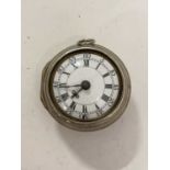 J Bourmash, London, 18th Century silver cased verge pocket watch, the case with faint hallmarks,