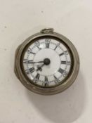 J Bourmash, London, 18th Century silver cased verge pocket watch, the case with faint hallmarks,