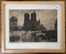 Leonard Russell Squirrell RWS RI RE (British,1893-1979) 'Notre Dame, Paris, 1925', mezzotint on