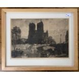 Leonard Russell Squirrell RWS RI RE (British,1893-1979) 'Notre Dame, Paris, 1925', mezzotint on