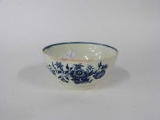 Worcester porcelain slop bowl with blue printed pattern, 12cm diameter