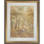 Henry Earp Senior (1831-1914), a country scene depicting cattle walking a woodland pathway with a