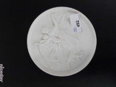 Parian ware plaque with classical design, impressed mark to base, 14cm diameter