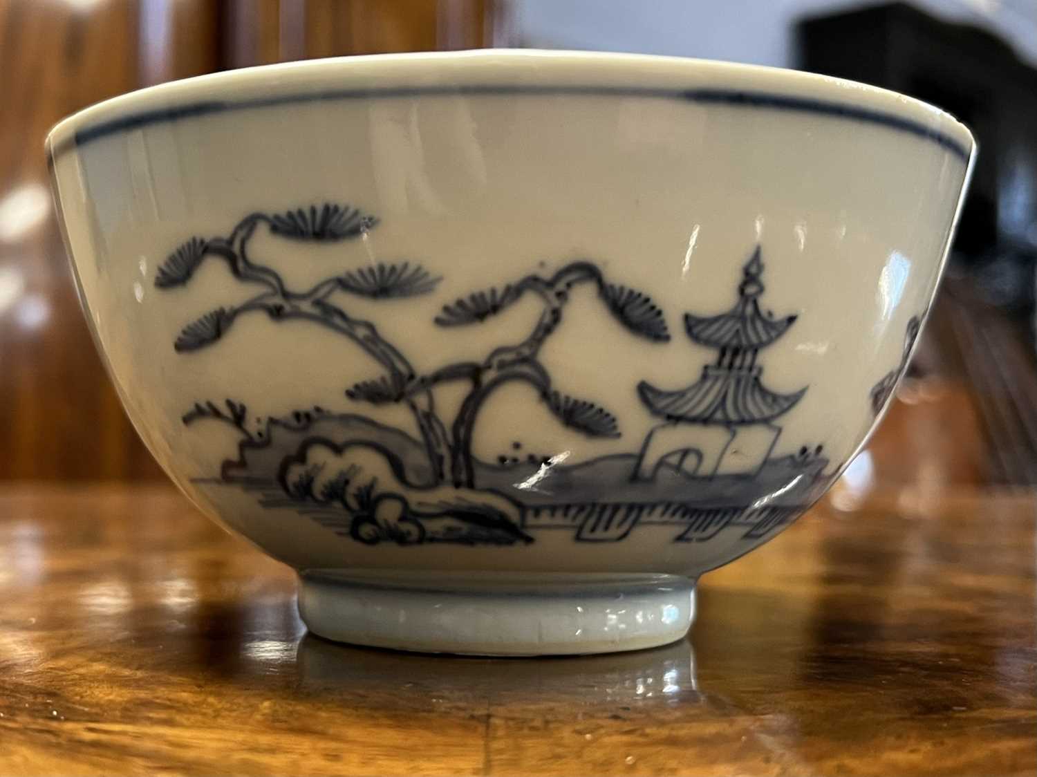 18th Century Chinese porcelain slop bowl with blue and white design, 11cm diameterGood condition - Image 8 of 8