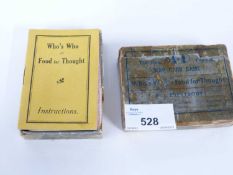 Interesting pack of cards entitled War Card Game Whose Who or Food for Thought possibly issued to