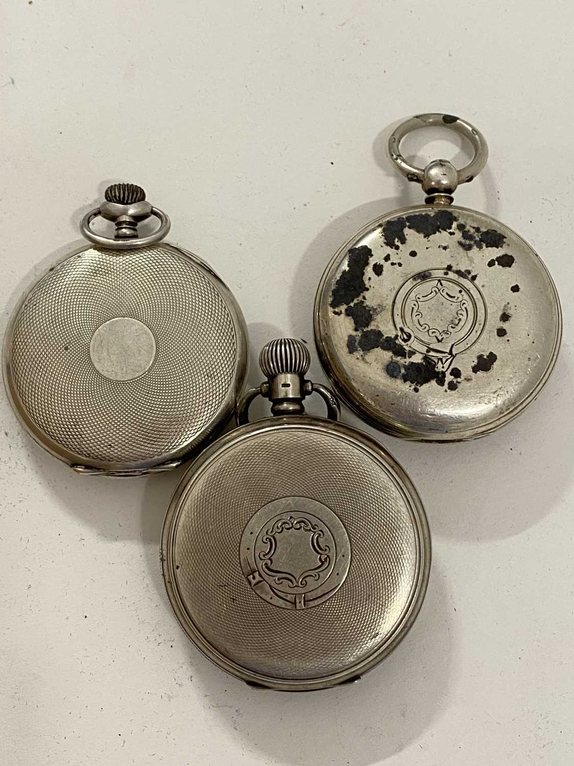 A group of three silver cased pocket watches including an example marked Hopkins & Hopkins, - Image 2 of 2
