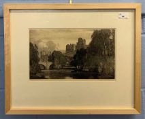 Leonard Russell Squirrell RWS RI RE (British,1893-1979), Alnwick Castle, aquatint, signed in