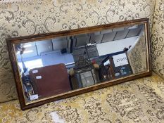 Walnut framed rectangular bevelled wall mirror, 35 x 80cm