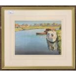 Charles Hannaford Junior (British, 20th century),'On the Bure at Coltishall', watercolour, signed,