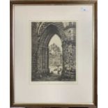 Gerald Maurice Burn (British,1862-1945), "Fountains Abbey", etching, signed and titled in pencil,