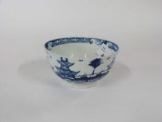 Lowestoft porcelain slop bowl painted with a bagoda and island scene