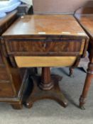 A 19th Century mahogany combination writing and sewing table, the drop leaf top over a single drawer
