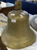 A large brass ships bell marked Harry R Trapp, from a Scandinavian former oil tanker, 39cm high