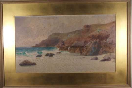 William Casley (British,1867-1921), Quite Cove, watercolour, signed, 33x58cm, framed and glazed.