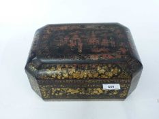 Late 19th Century Chinese box with Chinoiserie design to the cover and sides (a/f)