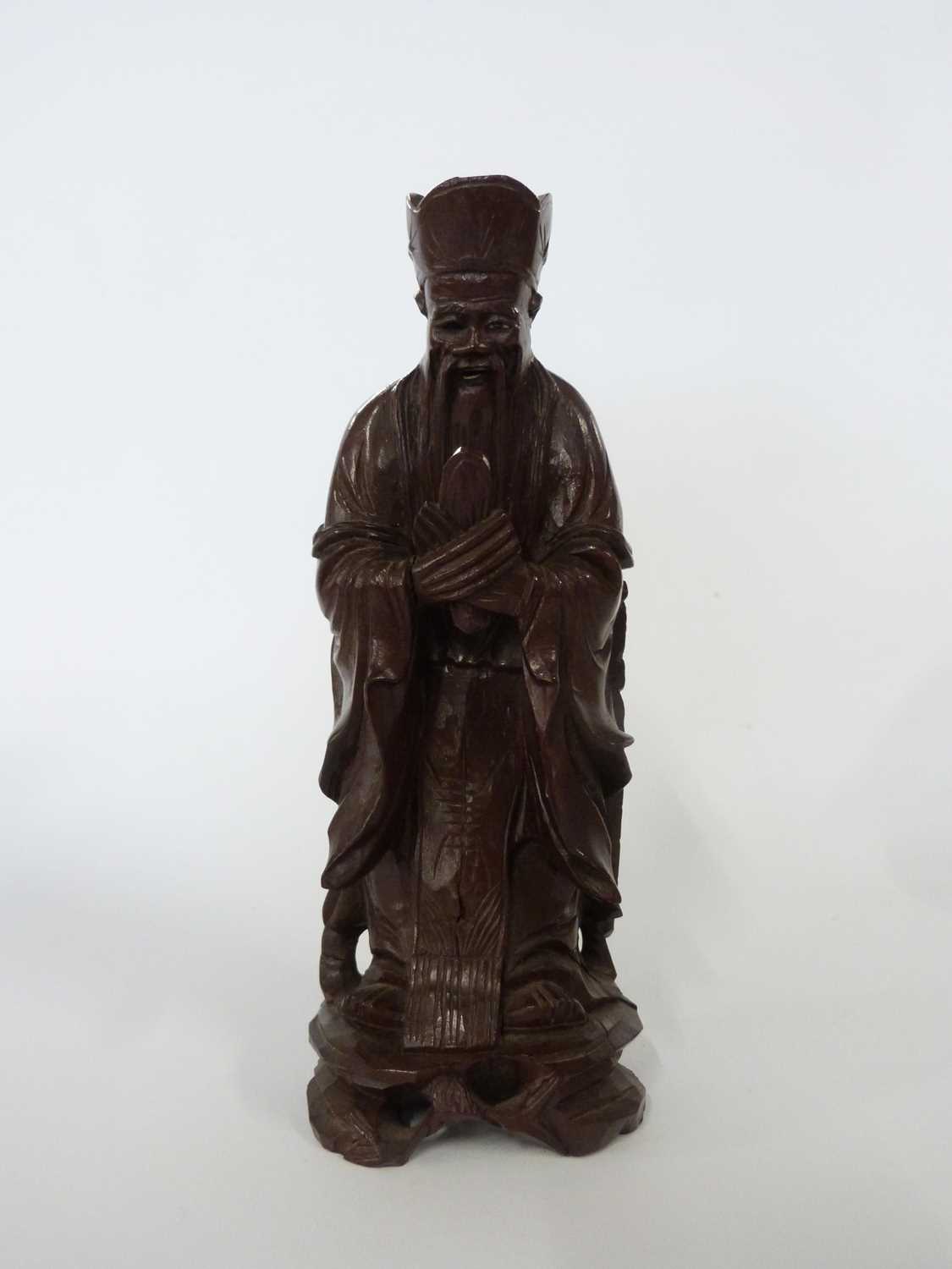 Group of Chinese wares including a soap stone carving, Chinese Deity a further wooden carving - Image 2 of 5