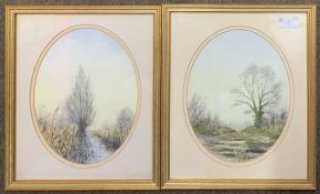 Ken J. Walton (British, 20th/21st century),"Norfolk Track" and "Broadland Dyke", watercolour and