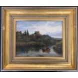 Mark Edwin Dockree (fl.1856-1890), "Barton Broad", oil on board, signed,12x8.5ins, framed.