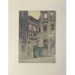 'Devereux Court', watercolour, unsigned, mounted, unframed, 9.5x13ins, unglazed.