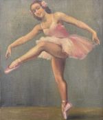 Continental School, 20th century, Ballerina in motion, signed though indistinct, oil on canvas,
