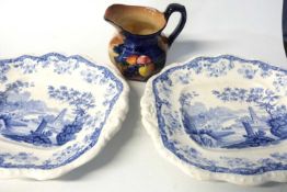 Two mid 19th Century Minton style dishes with a blue printed design entitled Chinese Marine within