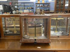 Group of three cased sets of Chemist's precision scales, two cases bearing the label of Griffin &