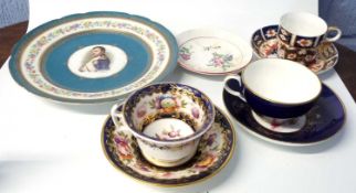 Group of English porcelain wares including a Derby cup and other English porcelain, cups, saucers
