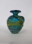 Studio Glass vase with a streaked green design