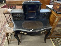 Late 19th Century French Bonheur du Jour with ebonised body the back with six drawers and a