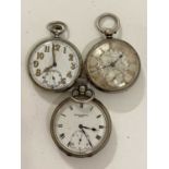 A group of three silver cased pocket watches including an example marked Hopkins & Hopkins,