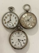 A group of three silver cased pocket watches including an example marked Hopkins & Hopkins,