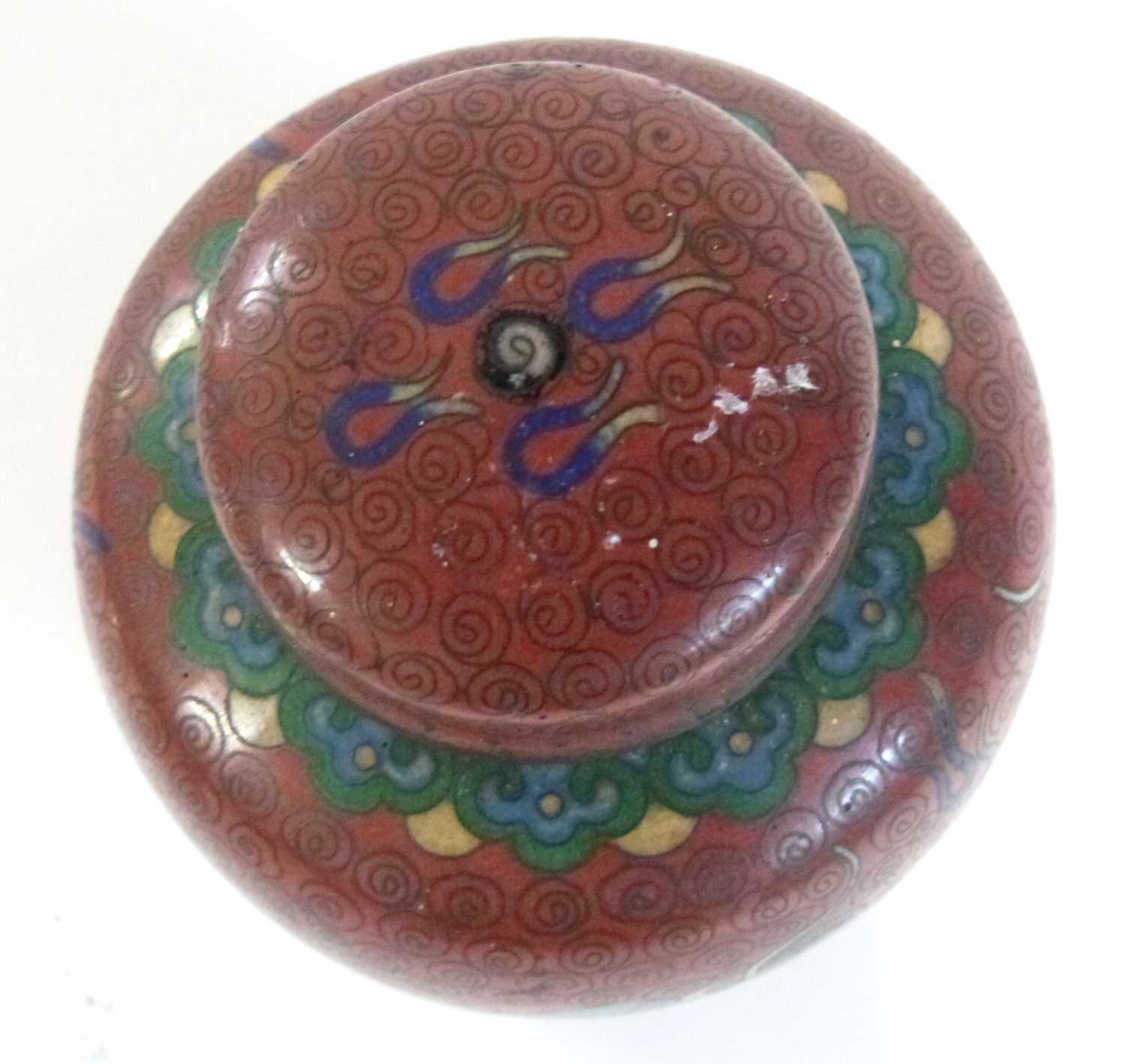 Cloisonne incense burner of globular form with pierced cover together with a small Cloisonne jar and - Image 27 of 36