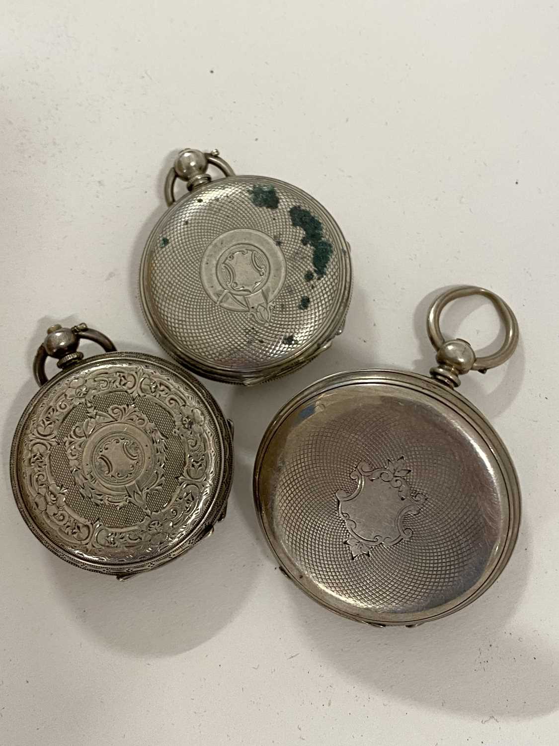 Group of three various continental key wound pocket watches, one case marked Fine Silver, another - Image 2 of 3