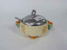 Clarice Cliff Celtic Harvest jam pot with plated cover